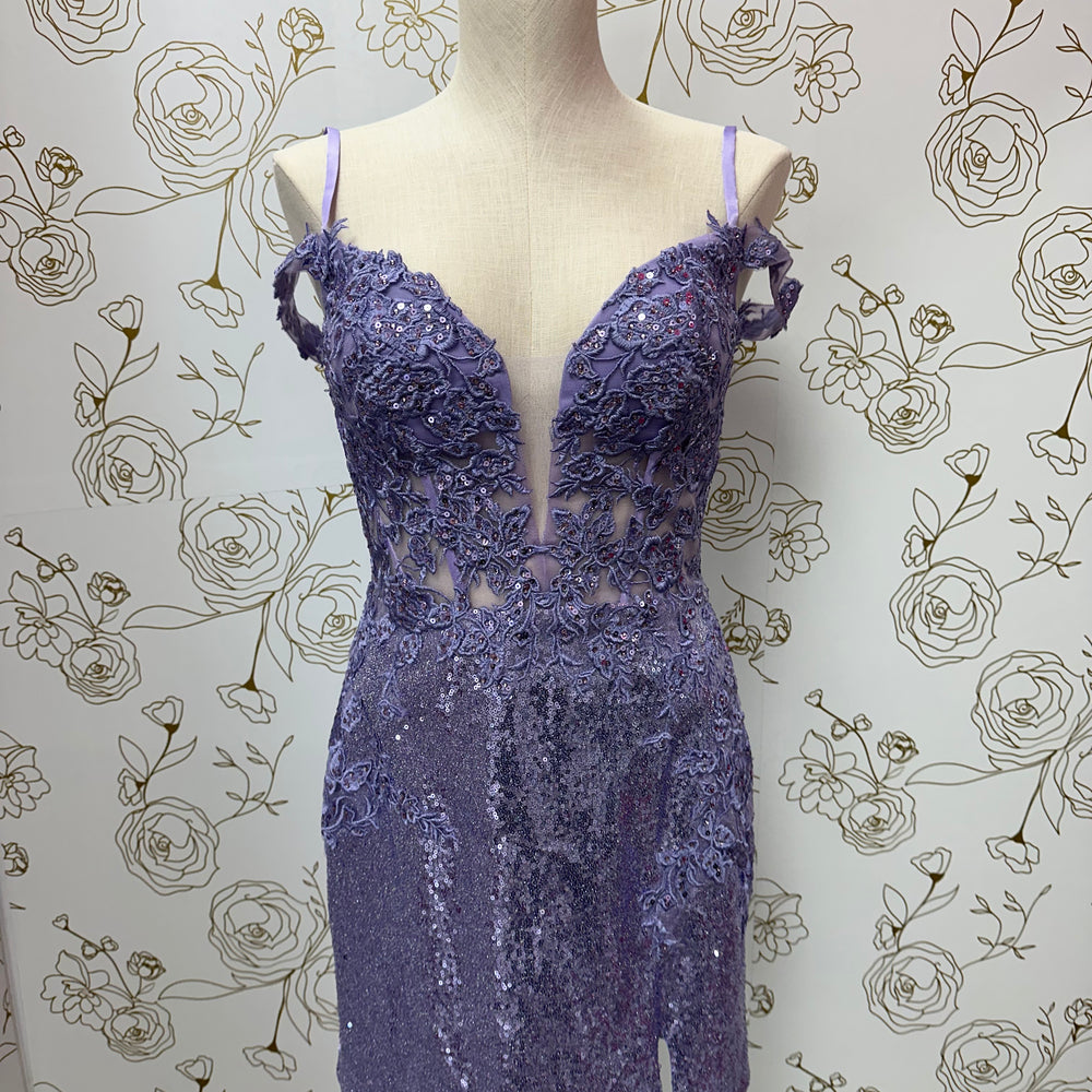 
                      
                        Lavender Embroidered Sequin Mini Formal Dress
                      
                    