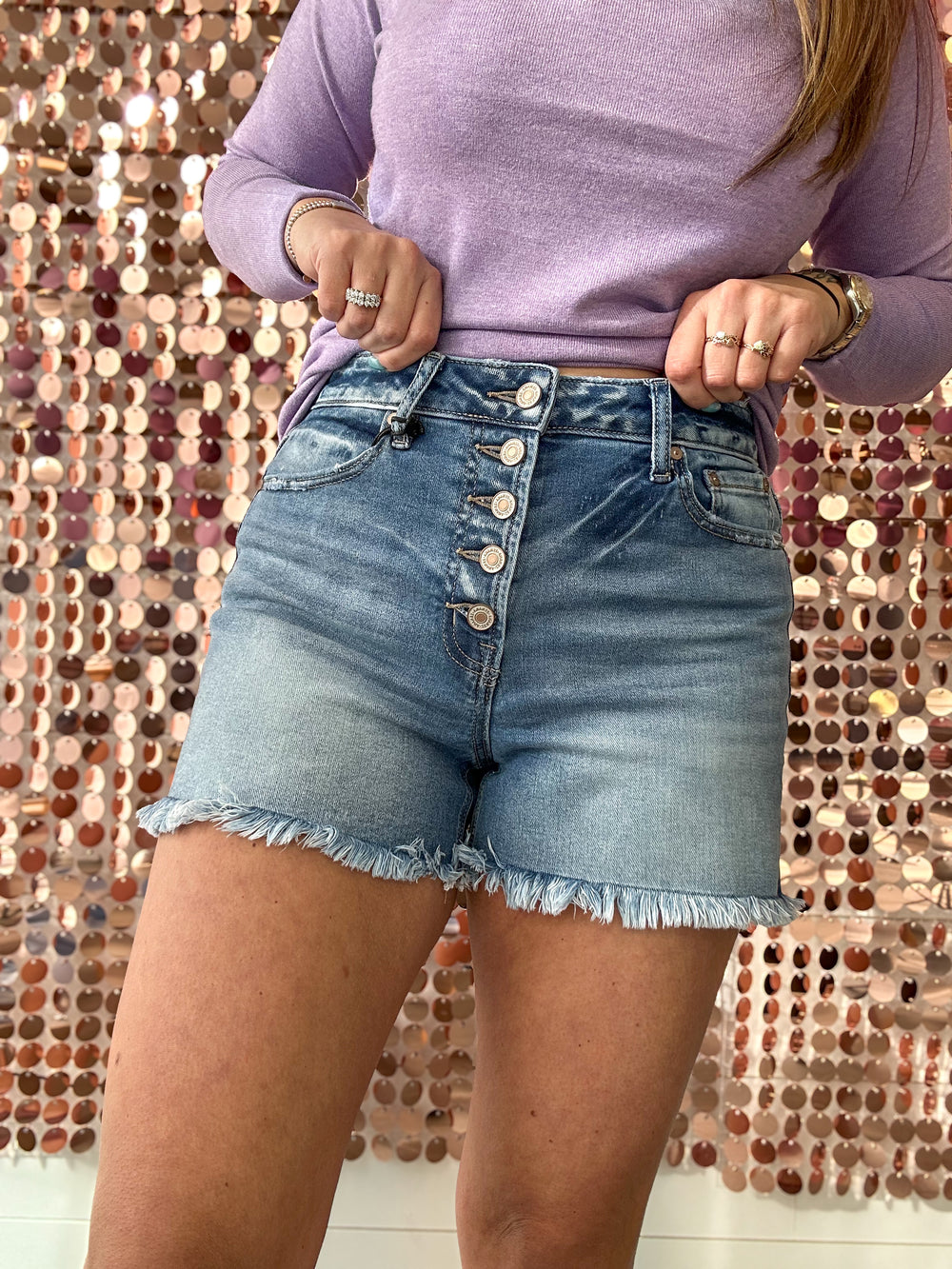 Zenana Button Fly Denim Shorts