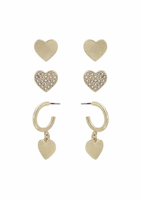 Gold Heart Earring Stack of 3