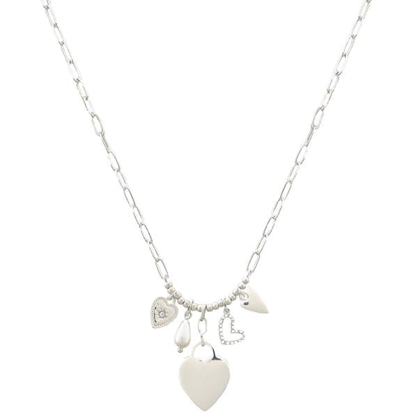 
                      
                        Heart Multi Charm Oval Link Necklace-Silver
                      
                    