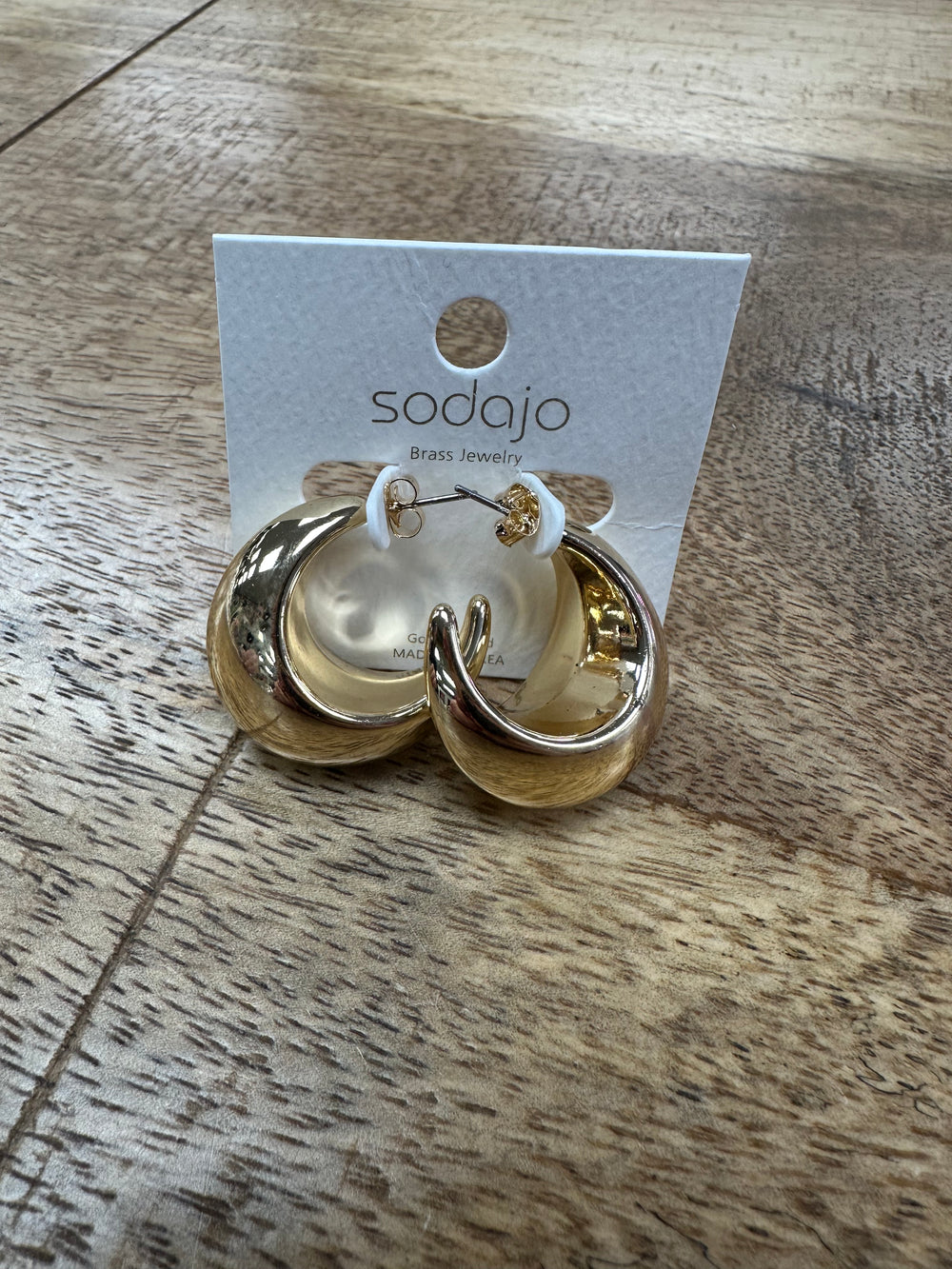 Puffy Open Hoop Earring-Gold