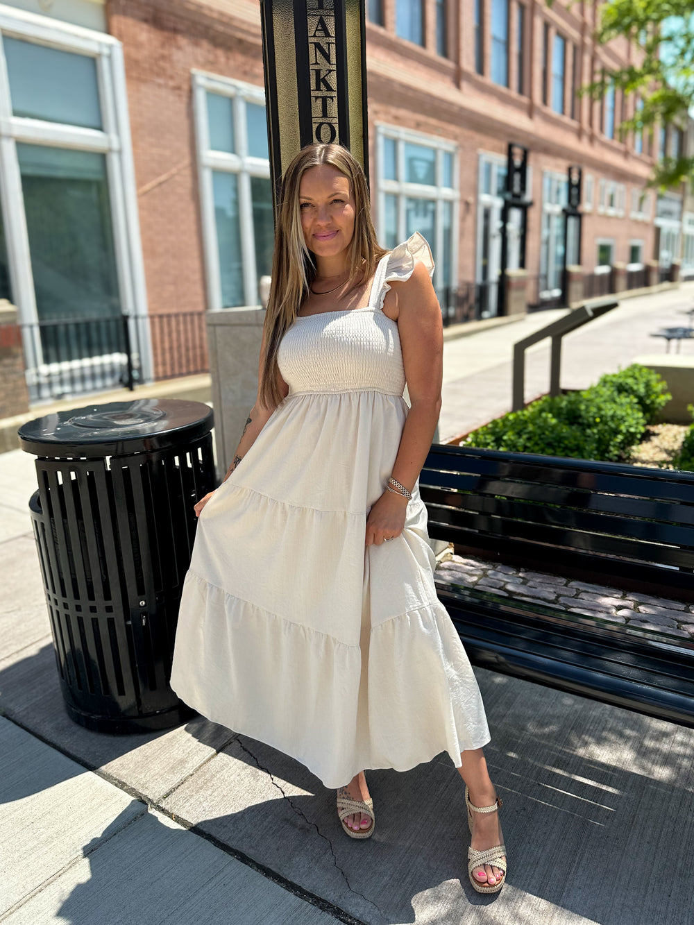 Timeless Taupe Midi Dress