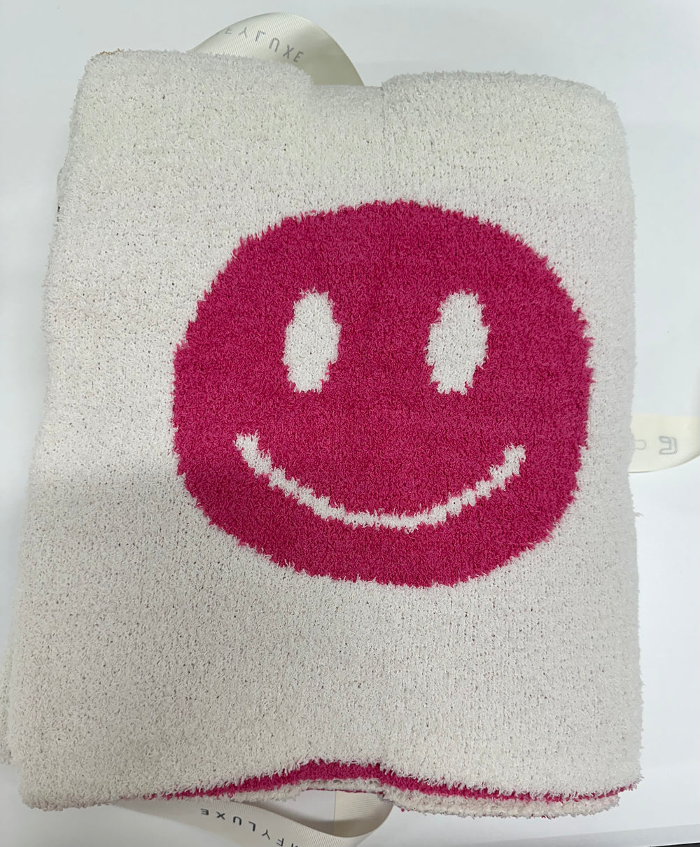 Cozy Soft Sherpa Blanket- Smiley Face