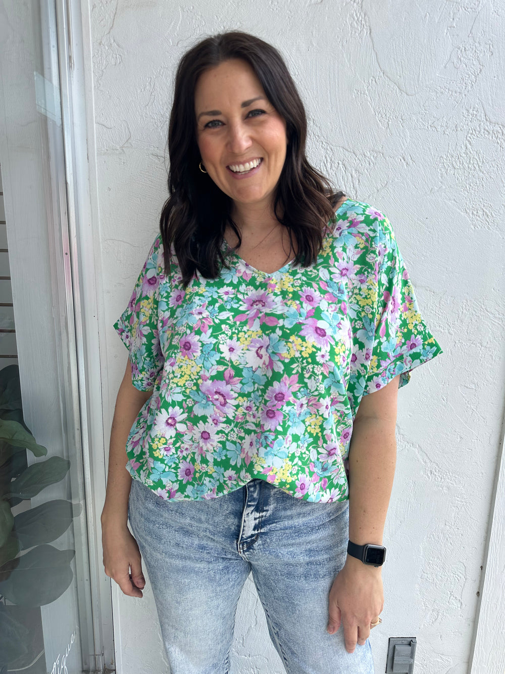 Green Floral Blouse