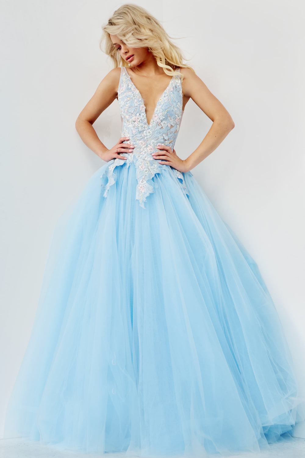 Jovani Blue Tulle Prom Dress