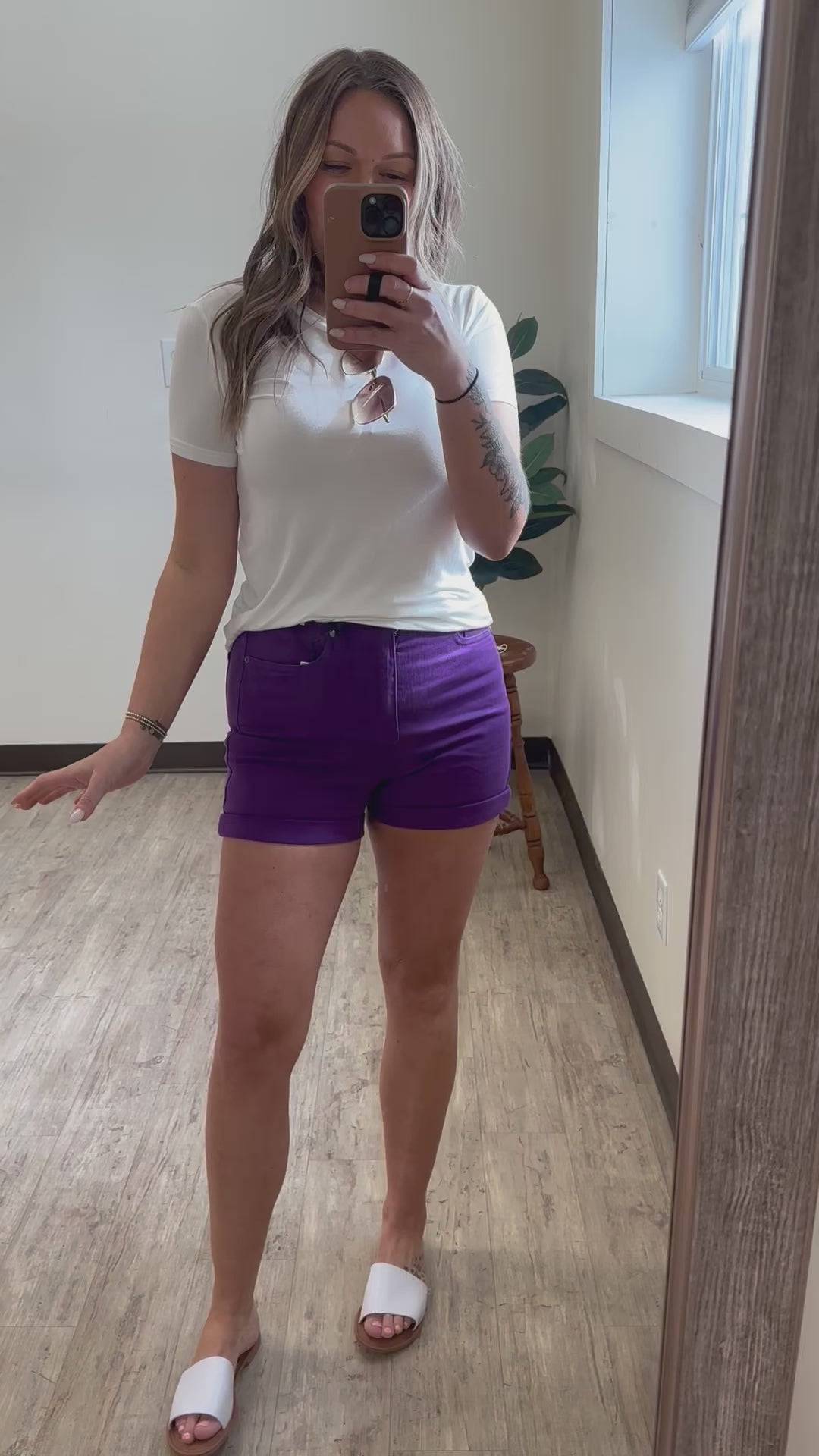 Judy Blue Hight Waist Tummy Control Shorts Purple