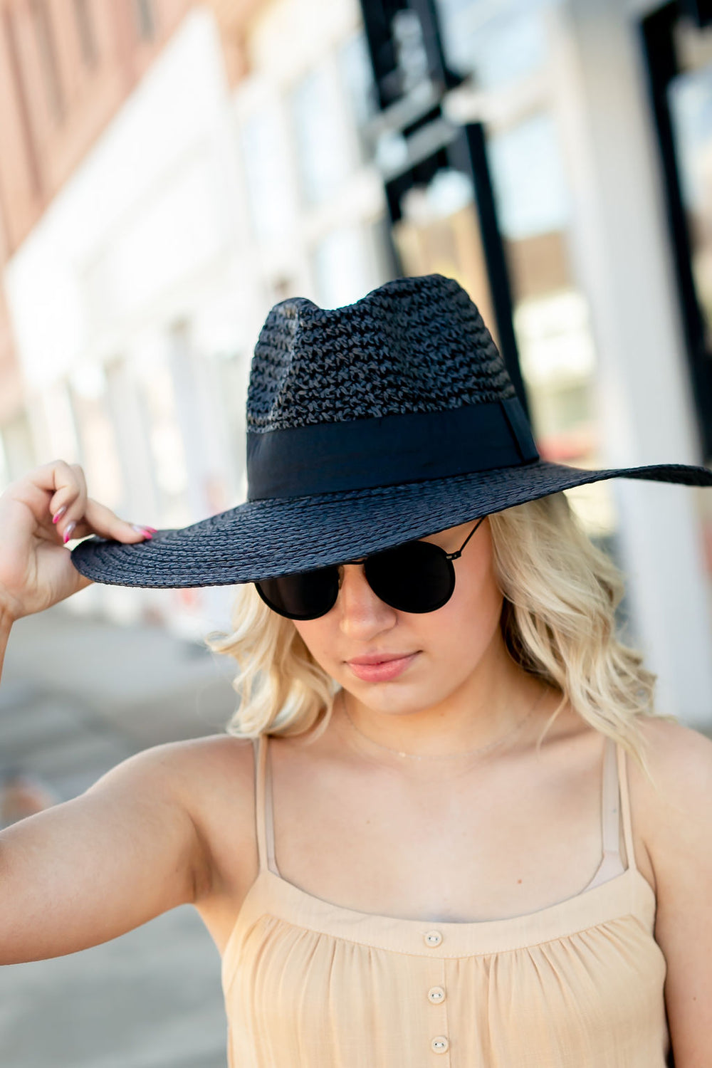 Beach Beauty Straw Hat(Black)