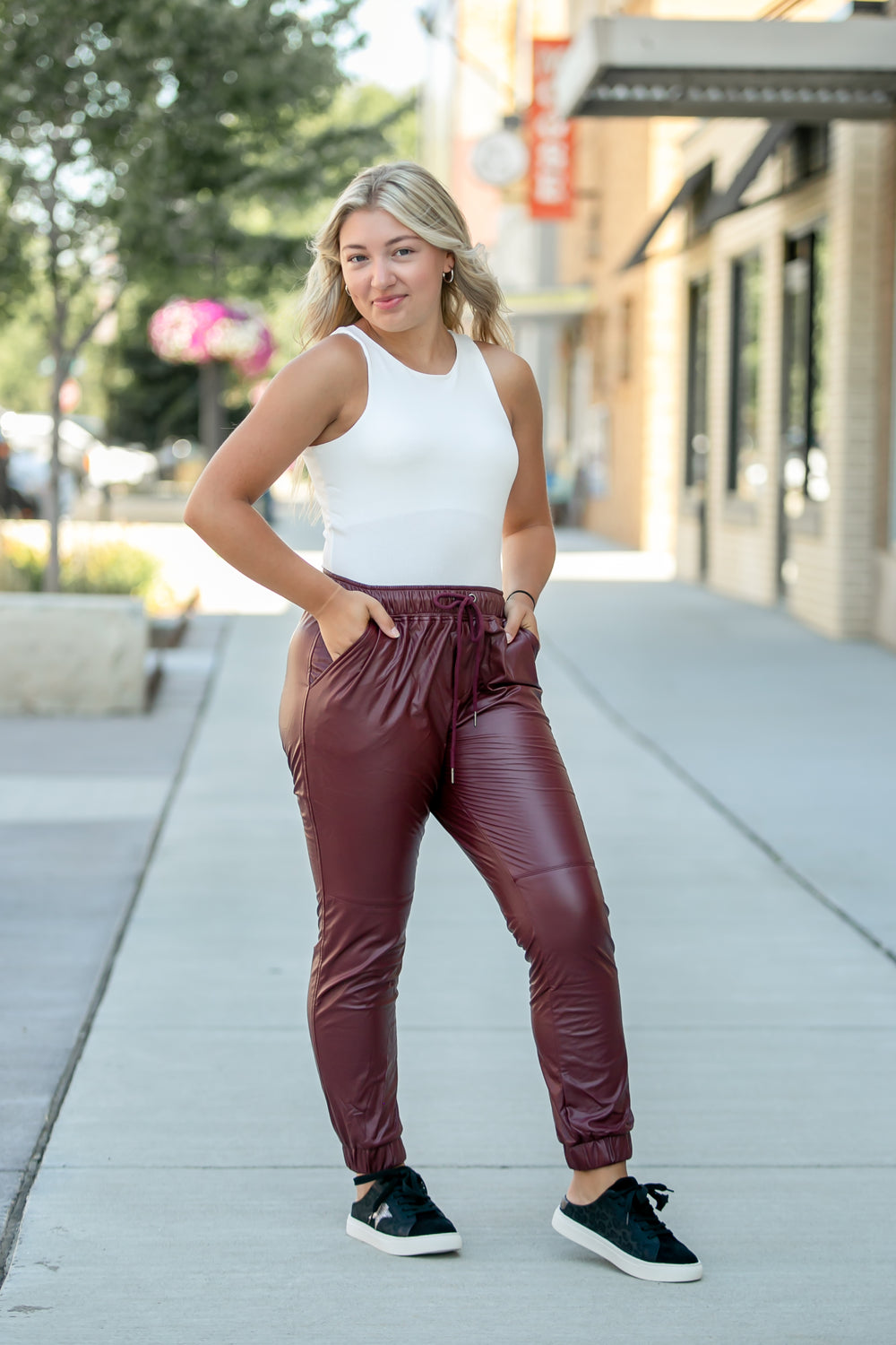 Wine Down Faux Leather Pants