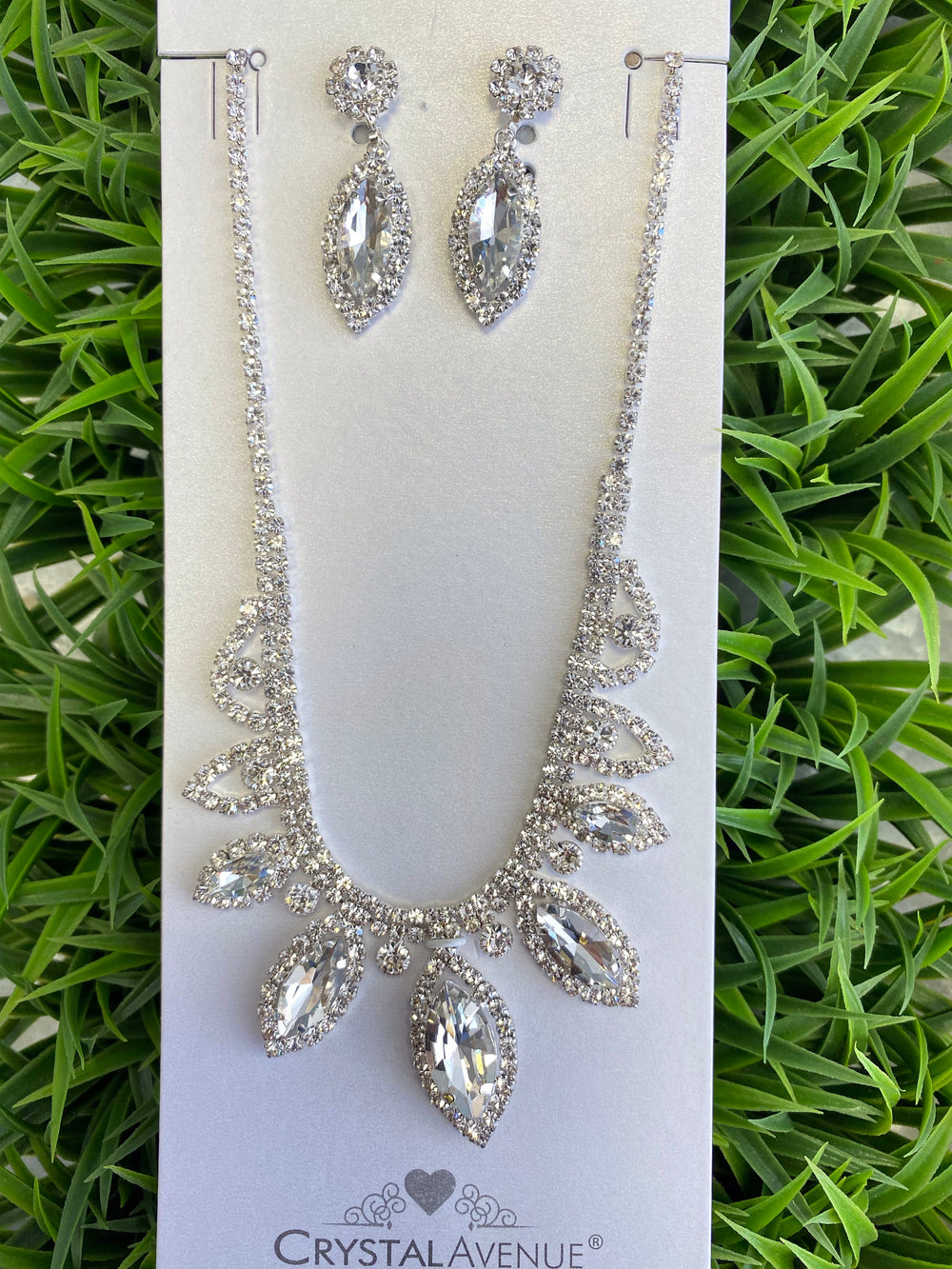 Silver Rhinestone Necklace Set