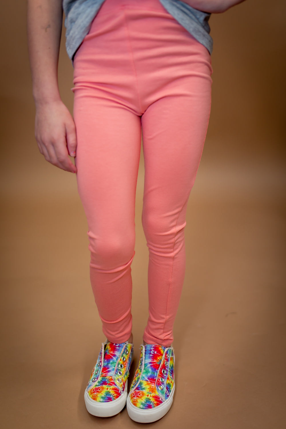 Little Girls Coral/Peach Leggings