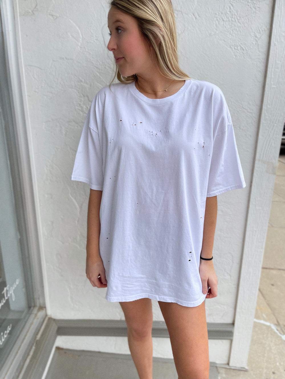 Plain White Distressed Tee